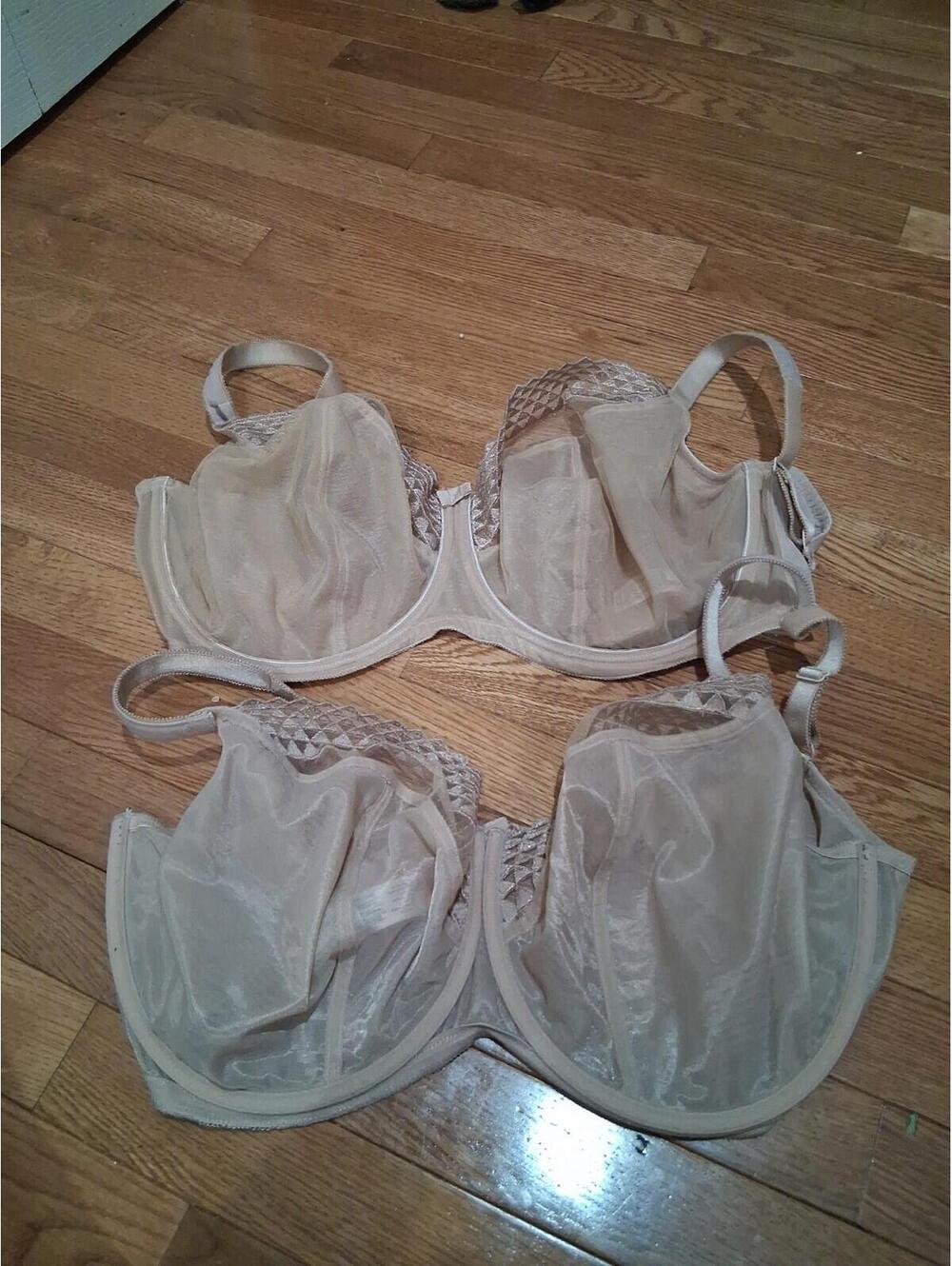 Womens 36J Cleo By Panache Lot Of 2 Beige Bra Asher EUC Sheer No Padding